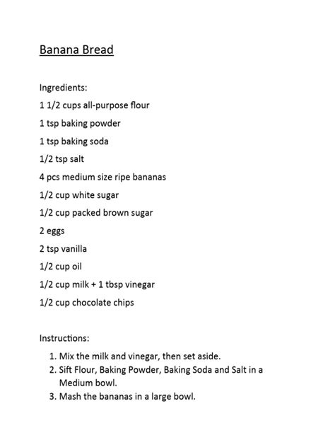 Free Banana Bread Recipe Pdf