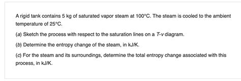 Solved A Rigid Tank Contains 5 Kg Of Saturated Vapor Steam Chegg