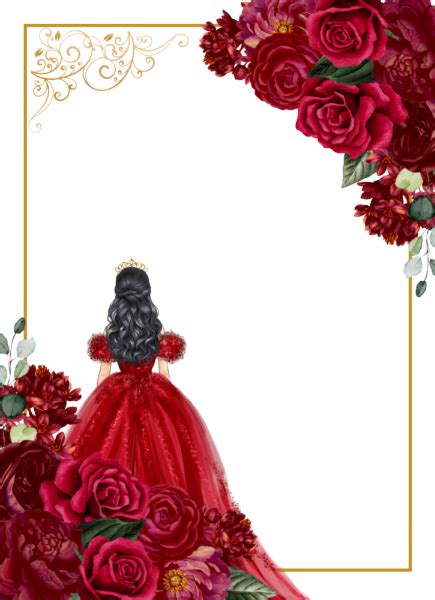 Invitación Cumpleaños de la flor roja y dorada Quinceanera Zazzle