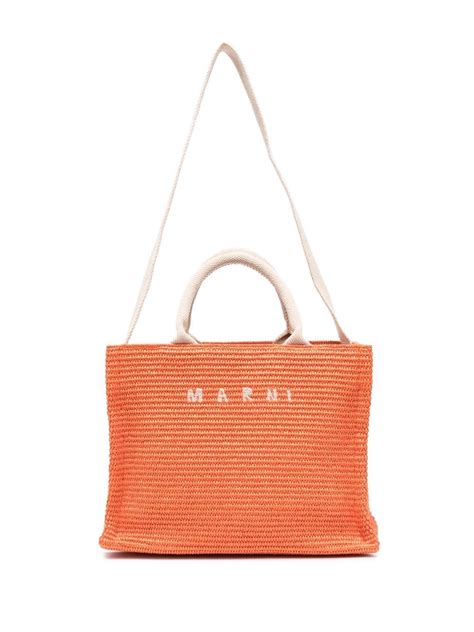 Marni Small Raffia Tote Bag Farfetch