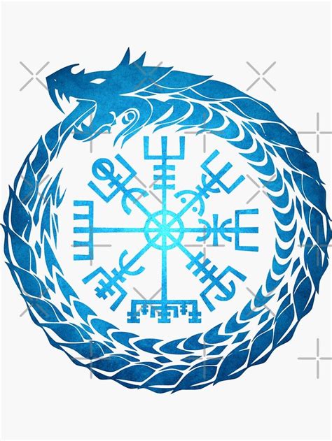 Vegvisir Jormungandr World Serpent Sticker For Sale By Beltschazar Norse Tattoo Rune