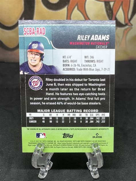 Topps Stadium Club Autographs Scba Rad Riley Adams Au Rc For