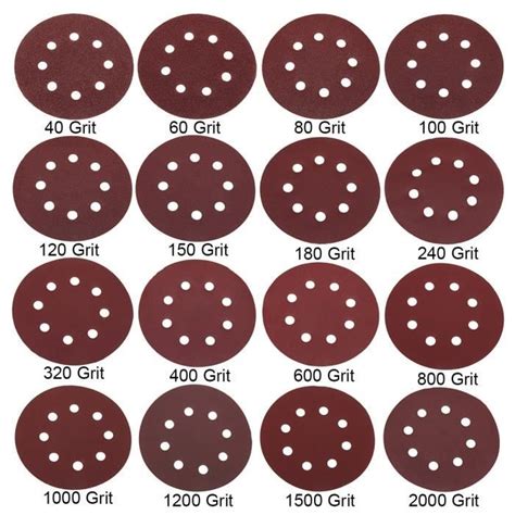 160Pcs Papier de Verre Ponçage Polissage Disque Pad 125mm 8 Trou Grit