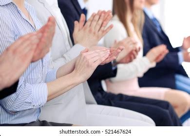 Close Business People Hands Clapping Conference Stock Photo 521467624