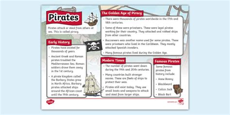 KS1 Pirates Fact File History Piracy Lehrer Gemacht