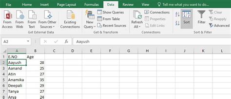 How To Alphabetize In Excel Sort Columns And Rows Geeksforgeeks