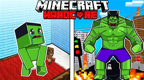 I Survived 100 DAYS As HULK In HARDCORE Minecraft YouTube