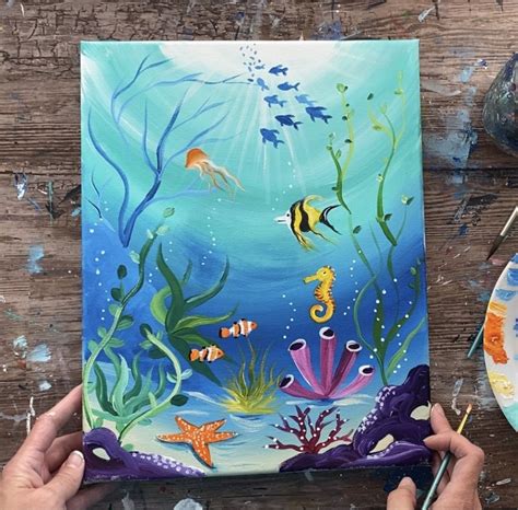 Under The Sea Painting Step By Step Acrylic Tutorial For Beginners