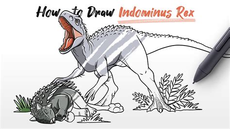 How To Draw Indominus Rex Vs Ankylosaurus Fighting Dinosaurs From Jurassic World Fallen Kingdom