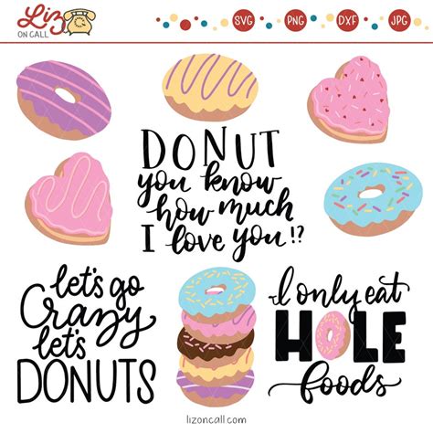 Donut Cut Files SVG Files Cut File Bundle Hand Lettered Etsy