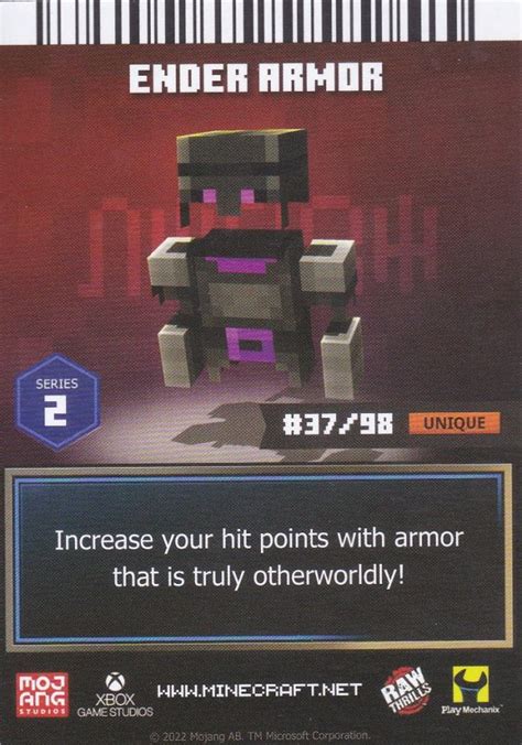 Minecraft Dungeons Arcade Series 2 Card 37 Armor Ender Armor Foil