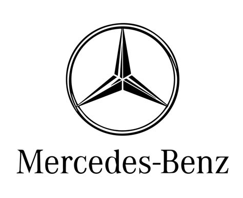 Mercedes Benz Marca Logo Símbolo Negro Con Nombre Diseño Alemán Coche Automóvil Vector