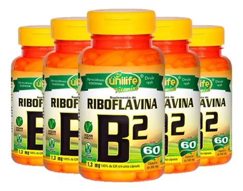 Vitamina B2 riboflavina 5x60 Cápsulas Unilife Frete grátis