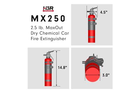 H3R Performance 2 5lb MaxOut Dry Chemical Car Fire Extinguisher Red