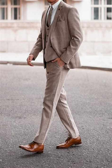 Tan Windowpane Suit Gentleman Style Giorgenti Custom Suits Brooklyn