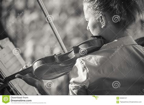 Young Woman Playing The Violin At Outdoors Stock Image Image Of