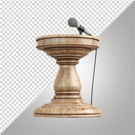 Wooden Podium With Microphone Png Premium AI Generated PSD