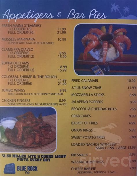 Blue Rock Cafe Menu In Keyport New Jersey USA