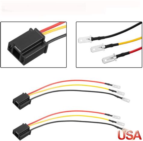 2x H4 9003 Wiring Harness Wire Sockets H4 To 3 Pin Adapter For 5x7 4x6 Headlight Ebay