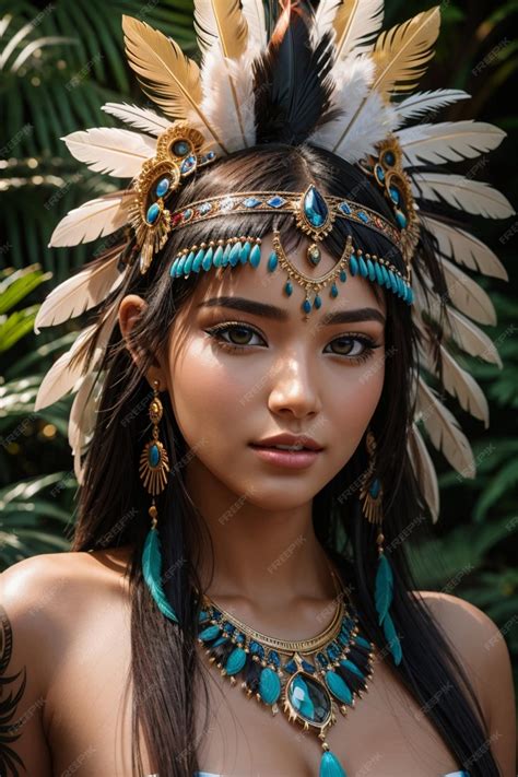 Premium Ai Image Beautiful Sexy Native American Woman In Traditional