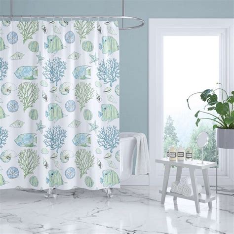 Marble Hill 72 X 72 Lena Shower Curtain In Aqua Grey Artofit