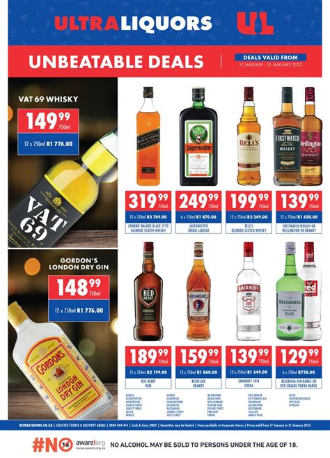 Ultra Liquors Unbeatable Deals 17 January 31 January 2023 M