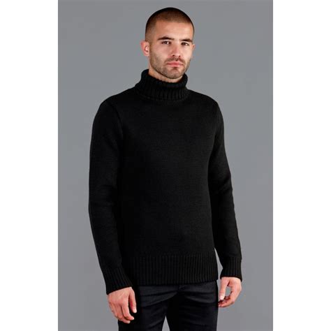 The Fitted Submariner Lloyd Roll Neck Merino Wool Jumper Black Paul