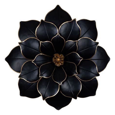 Black Gold Metal Flower Wall Decor