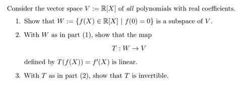 Solved Consider The Vector Space V R[x] Of All Polynomials