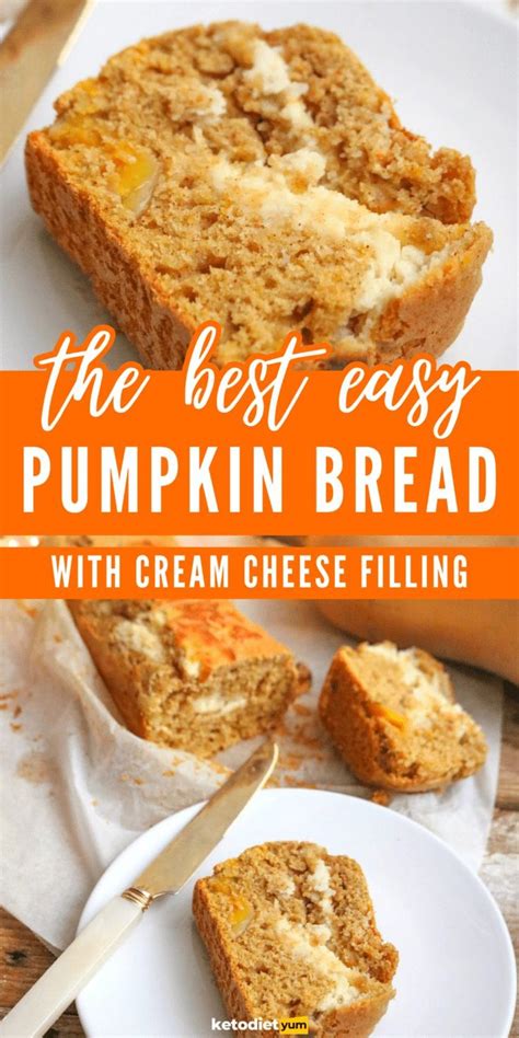 Keto Pumpkin Bread With Cream Cheese Filling Recipe Pumpkin Bread Keto Dessert Recipes