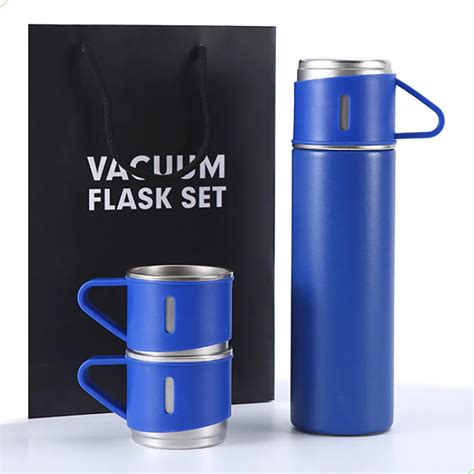 Garrafa Térmica a Vácuo Inox Kit 3 Xícaras Vacuum Flask Set 500ml