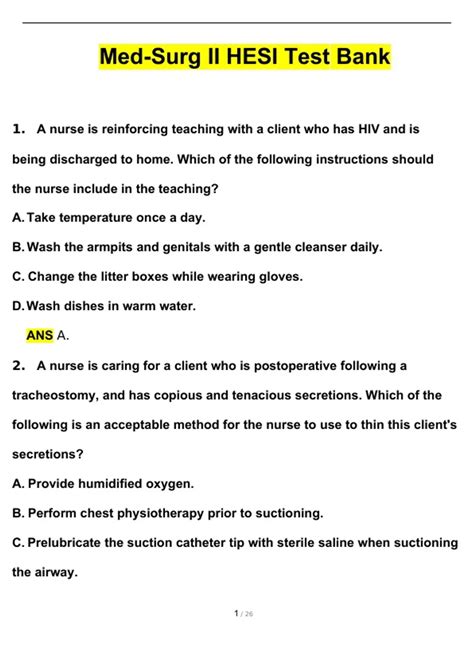 Med Surg Ii Hesi Test Bank Updated 2024 Questions With 100 Correct