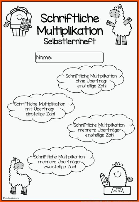 Schriftliche Multiplikation Ohne Bertrag Arbeitsbl Tter Mathe