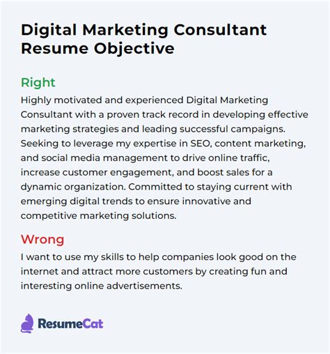 Top 17 Digital Marketing Consultant Resume Objective Examples