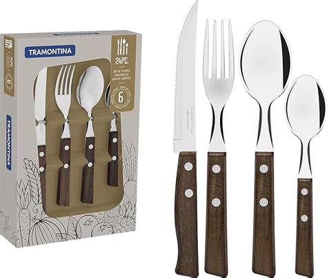 Tramontina Cutlery Set With Steak Knives 24 Piece Sharp Knife Forks