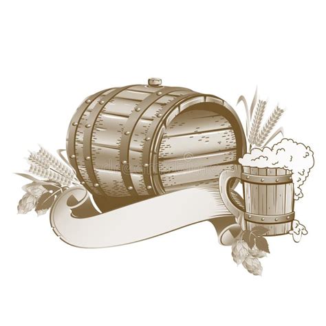 Wooden Beer Barrel And Mug Of Beer Stock Vector Illustration Of