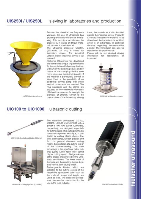 Hielscher Ultrasonics Industrial Ultrasonic Machines Brochure By Hielscher Ultrasonics Gmbh