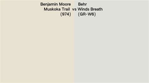 Benjamin Moore Muskoka Trail 974 Vs Behr Winds Breath GR W6 Side By