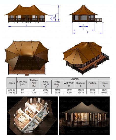 Luxury Safari Mobile Tented Resorts Easy Assemble Prefabricate House