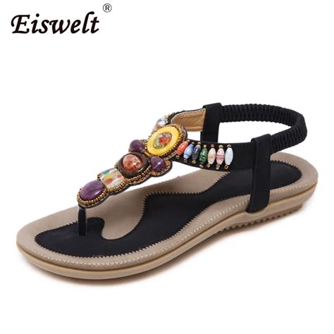 Eiswelt Summer Bohemian Women Sandals Gemstone Beaded Female Summer