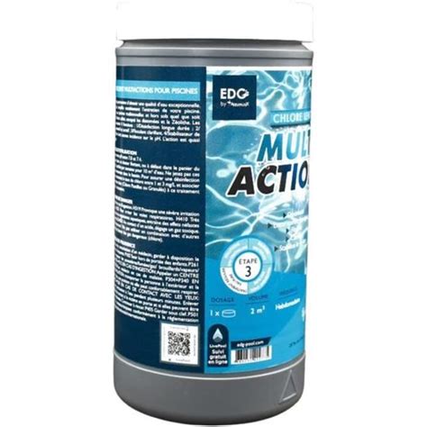 EDG Chlore Multi Actions Piscine Galets 250g Pot 1kg Chlore Multi