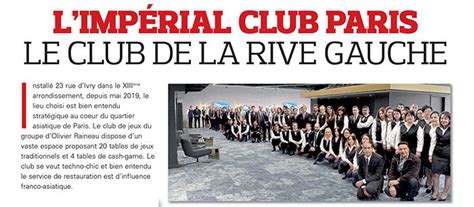 L'Impérial Club Paris dans les média - Imperial Club Paris