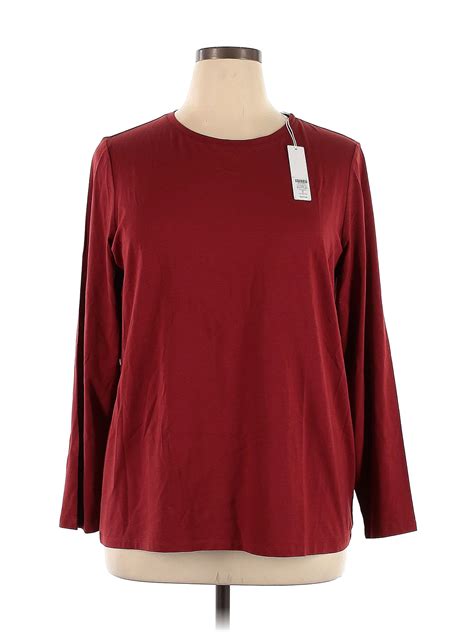 Chicos Solid Burgundy Long Sleeve T Shirt Size Xl 3 56 Off Thredup