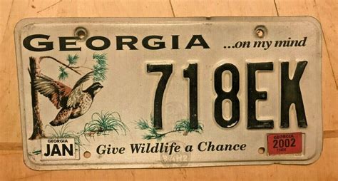 Georgia Wildlife License Plate 718 Ek Ga Give Wildlife A Chance