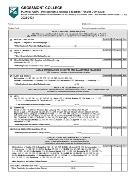 Fillable Online Igetc Advising Sheet 2022 2023 Final Pdf Fax Email