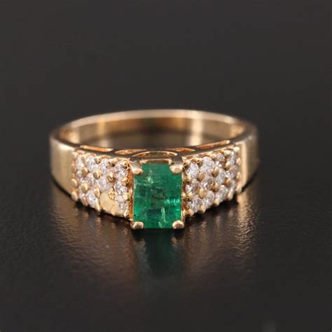 Customizable Halo Emerald Diamonds Engagement Ring Emerald Cut Emerald