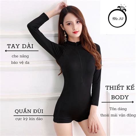 CAO CẤP Bikini 1 mảnh áo tắm liền thân đi biển tay dài khóa kéo che