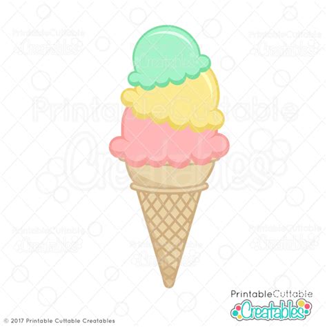 Scoop Ice Cream Cone Svg File Clipart For Silhouette