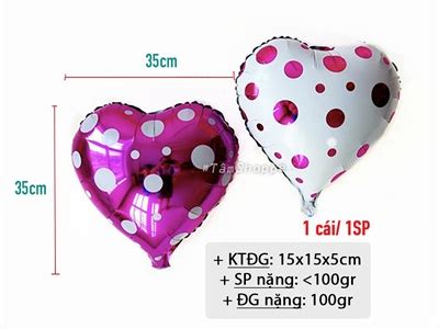 Bong bóng kiếng trái tim chấm bi 35cm BBK TIM 01