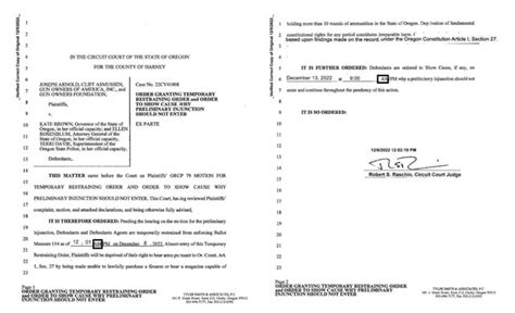 Breaking Arnold V Brown Or State Court Issues Temporary Restraining Order Against Measure